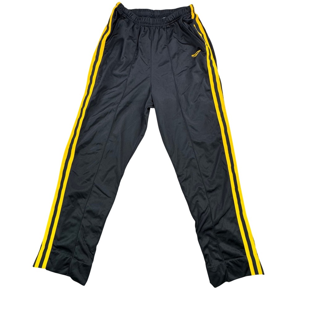 Vintage The Finals Track Pants Black Yellow Side Stripe ILGWU Made in USA Large
